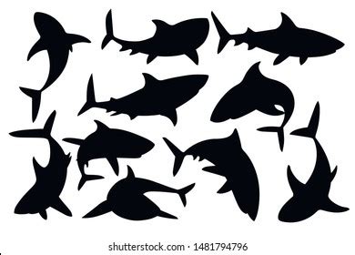 Black Silhouette Set Shark Mouth Closed Stock Vector (Royalty Free ...