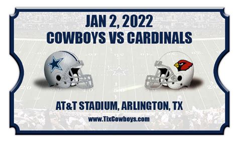 Dallas Cowboys vs Arizona Cardinals Football Tickets | 01/02/22