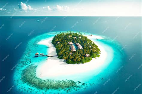 Premium Photo | Luxury resort on maldives tropical island with clear water in ocean