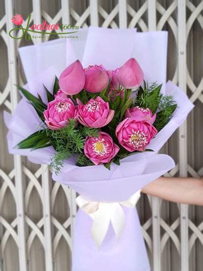 Bó hoa sen hồng - Nét đẹp Việt