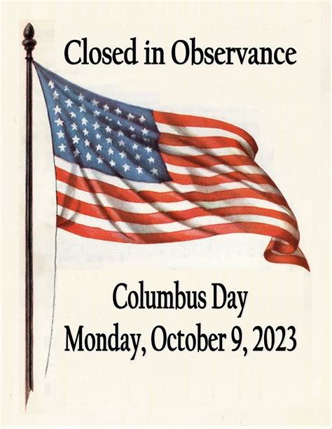 Closed in Observance - Columbus Day 2023