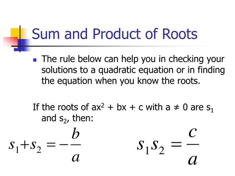 PPT - 7.5 Sum and Product of Roots PowerPoint Presentation, free ...