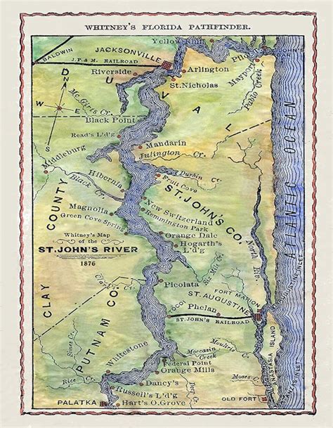 1876 Map of Saint Johns County Florida & The Saint Johns River | Etsy