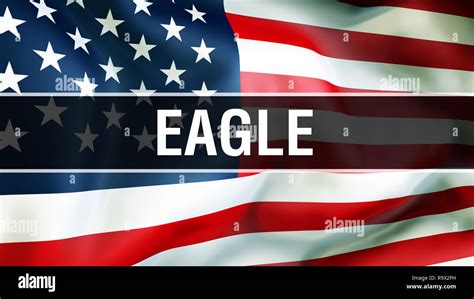 eagle on a USA flag background, 3D rendering. United States of America flag waving in the wind ...