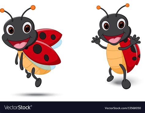 Happy lady bug cartoon Royalty Free Vector Image