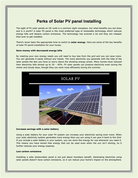 Perks of Solar PV panel Installing by Daniel Taylor - Issuu