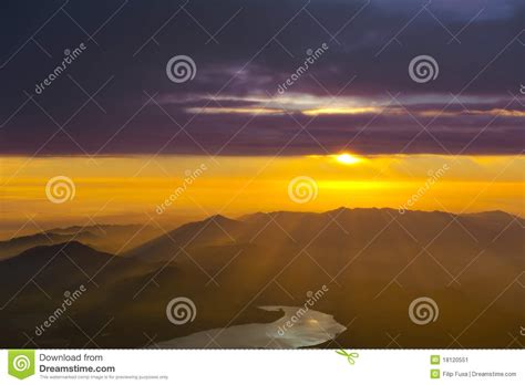 Sunrise from Fuji stock image. Image of asia, fuji, japan - 18120551