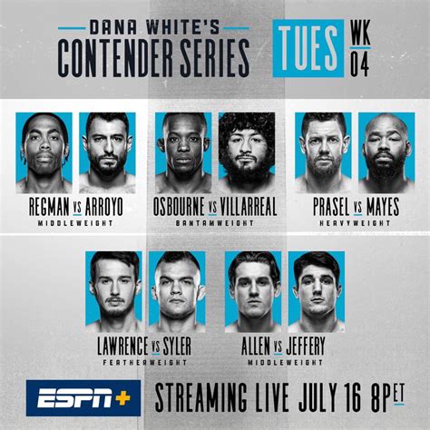 Dana White's Contender Series 2019 - Week 4 Poster July 16, 2019 MM...