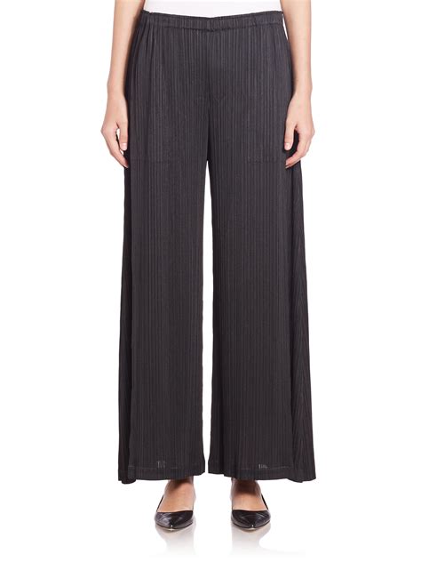 Pleats Please Issey Miyake Pleated Wide-leg Pants in Black | Lyst