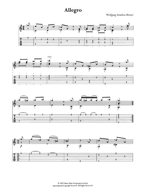 Allegro K3 by Wolfgang Amadeus Mozart Sheet Music for Guitar Tab at ...