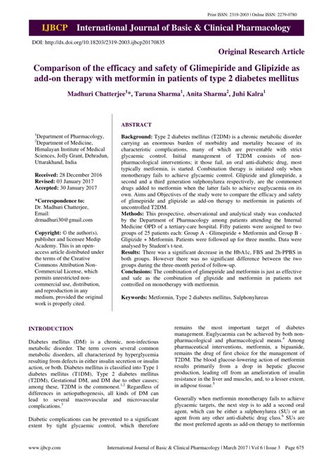 (PDF) Comparison of the efficacy and safety of Glimepiride and ...