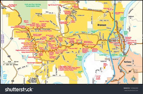 Branson, Missouri Area Map Stock Vector Illustration 143966260 : Shutterstock