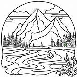 Mountain View coloring Page mountain Free Printable Adult  sketch template
