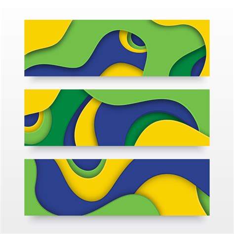 Paper Cut Layered Banners In Brazil Flag Colors 235852 Vector Art at Vecteezy