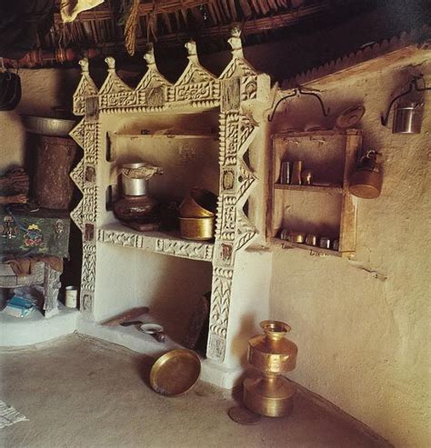 Bhunga hut wall. Mud relief. I would always like to have this kitchen ...