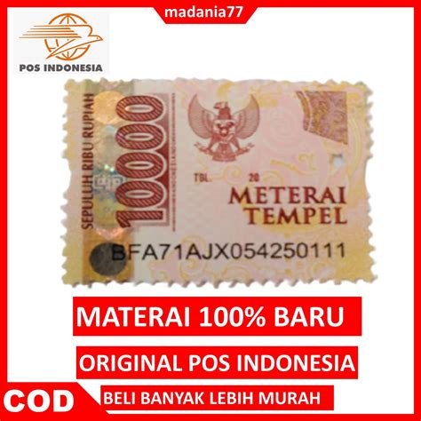 Materai 10000 10ribu Asli Baru Original 100% Kantor Pos Indonesia ...