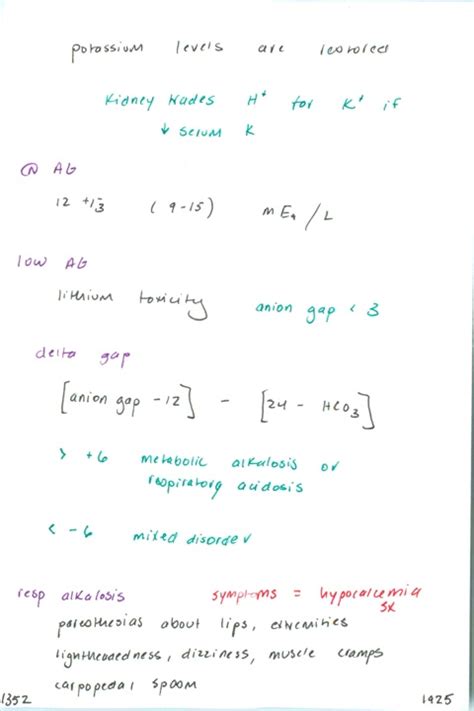 1352. Kidney cannot correct for alkalosis until // Normal anion gap // Causes of low anion gap ...