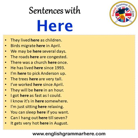 Sentences with Here, Here in a Sentence in English, Sentences For Here ...