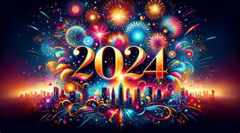 1366x768 Resolution 2024 New Year HD Colorful 2024 Fireworks Greeting 1366x768 Resolution ...