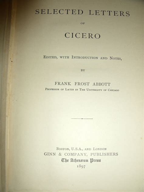 Selected Letters of Cicero by Abbott, Frank Frost (editor) - 1897