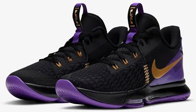 Nike LeBron Witness 5 Purple Gold Lakers CQ9380-003 Basketball Shoes ...