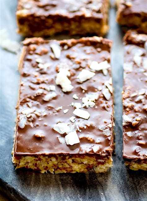 No bake Chocolate Coconut Cashew Bars, made in 3 easy steps! These no bake chocolate bars are ...