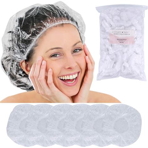 Buy Disposable Hair Plastic Shower Cap - (50 & 100 Pack) Clear Women Shower caps Waterproof Bath ...