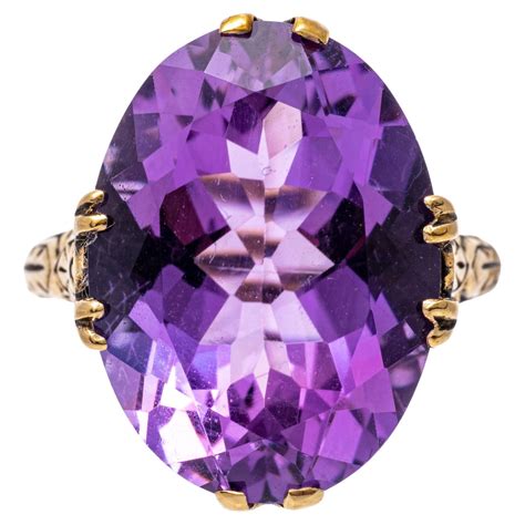 Royal Purple AAAA 7.88 Carat Amethyst Pinky Ring, Bezel Set 14k Yellow Gold For Sale at 1stDibs
