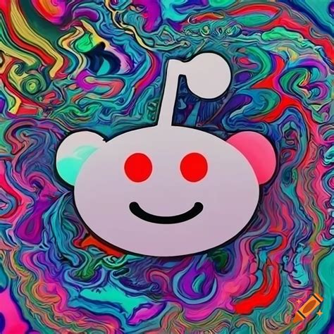 A colorful and psychedelic reddit logo