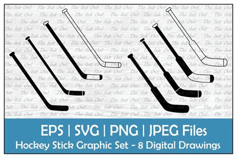 Hockey Sticks & Goalie Stick Outline & Silhouette Clipart