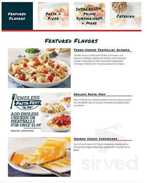 Fazoli's Printable Menu