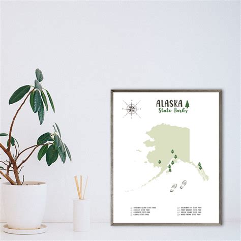 Alaska State Parks Map | Alaska Map Print | Gift For Hiker – Nomadic Spices