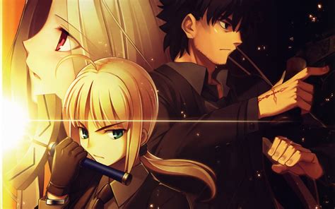 Fate/Zero HD Wallpaper: Kiritsugu, Irisviel, and Saber in Action