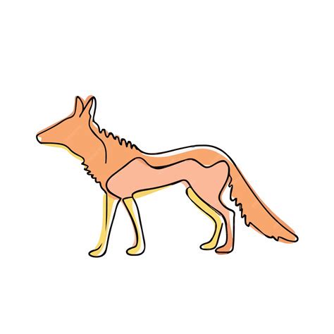 Premium Vector | A drawing of a fox with a brown tail and a yellow tail