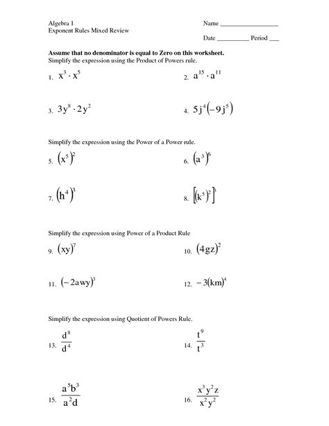 16 Exponent Practice Worksheet / worksheeto.com