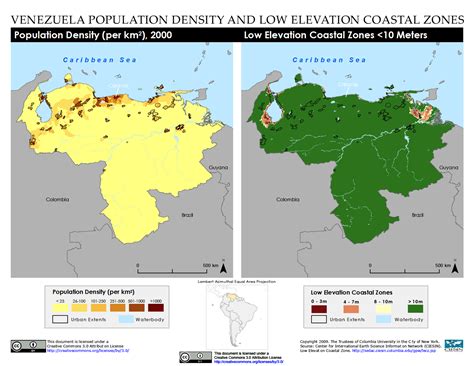 Venezuela Population Density and Low Elevation Coastal Zones ...