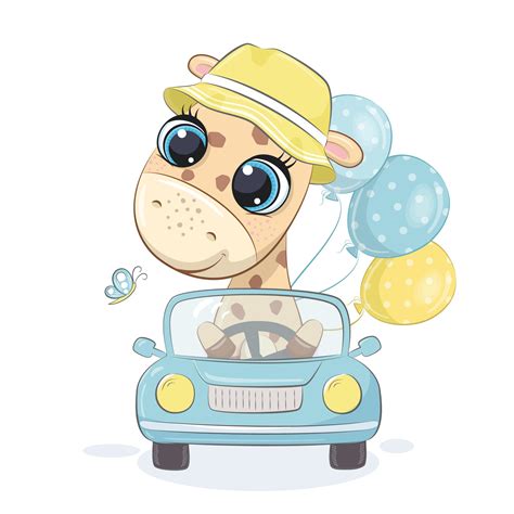 Cute Baby Giraffe on Car Clipart PNG, EPS, JPEG, Giraffe Download, Commercial Use in 2021 | Baby ...