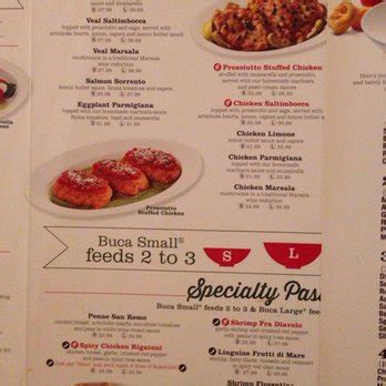 BUCA DI BEPPO MENU PRICES PDF