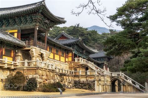 bulguksa temple in gyeongju - cheongungyo and baegungyo in bulguksa temple taken during winter ...