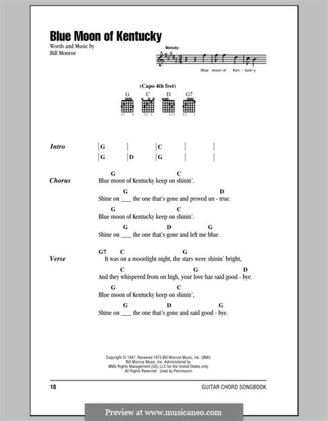 Blue Moon of Kentucky by B. Monroe - sheet music on MusicaNeo