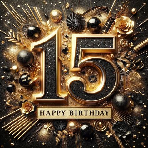 Premium Photo | Elegant 15th Birthday Golden Number Display