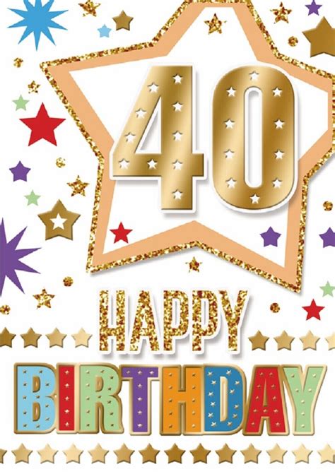 Happy 40th Birthday. Fun Star Design Card For Age 40 Male | eBay