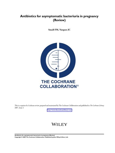 Antibiotics for Asymptomatic Bacteriuria in Pregnancy (Review ...