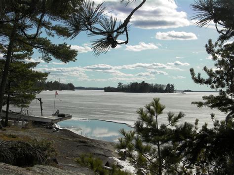 Spring ice thaw on the North Arm of Rainy Lake Ontario Canada. Oh how we wait to see that water ...