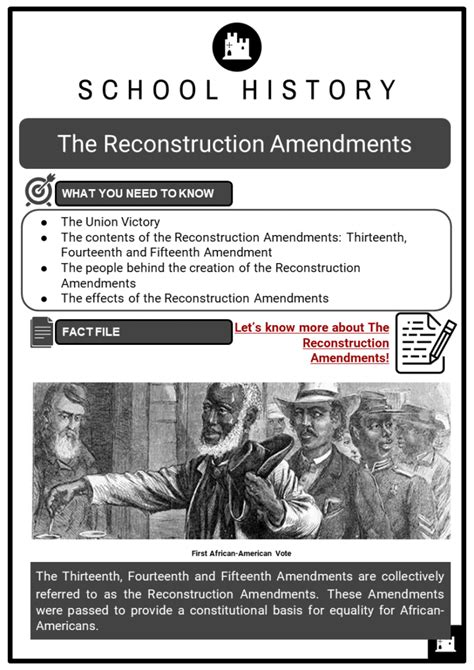 The Reconstruction Amendments Facts, Worksheets & The Union Victory