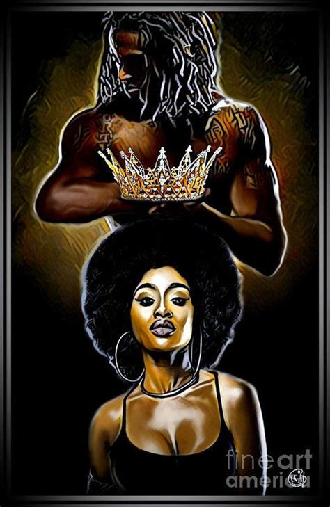 My Beautiful Black Queen Art Print by Ortega Missouri | Black couple art, Black love artwork ...