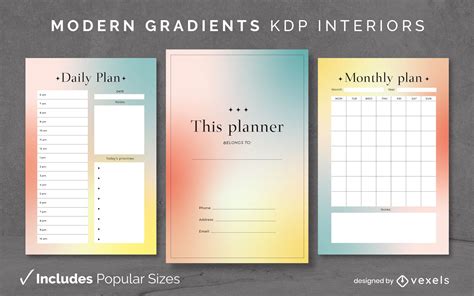 Gradient Background Diary Design Template KDP Vector Download