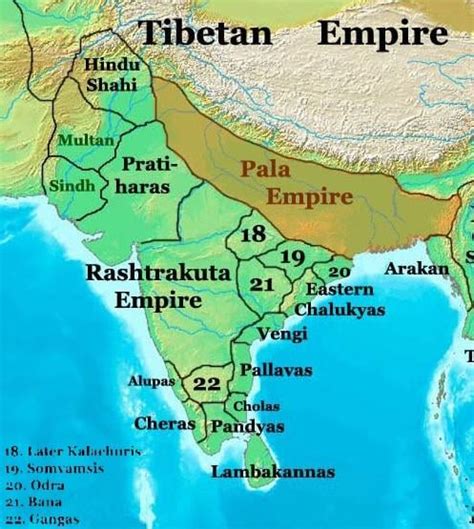 Pala empire max extent under Dharmapala, Devapala, and Narayanapala ...