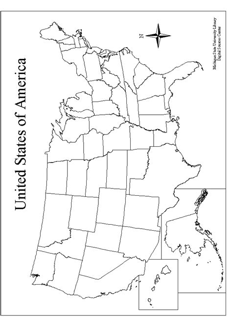 50 States Map Printable