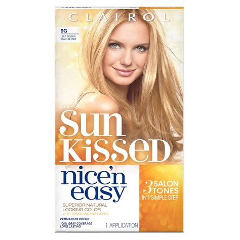 Clairol Nice 'n Easy Sun-Kissed Permanent Hair Color, 9G Light Golden ...